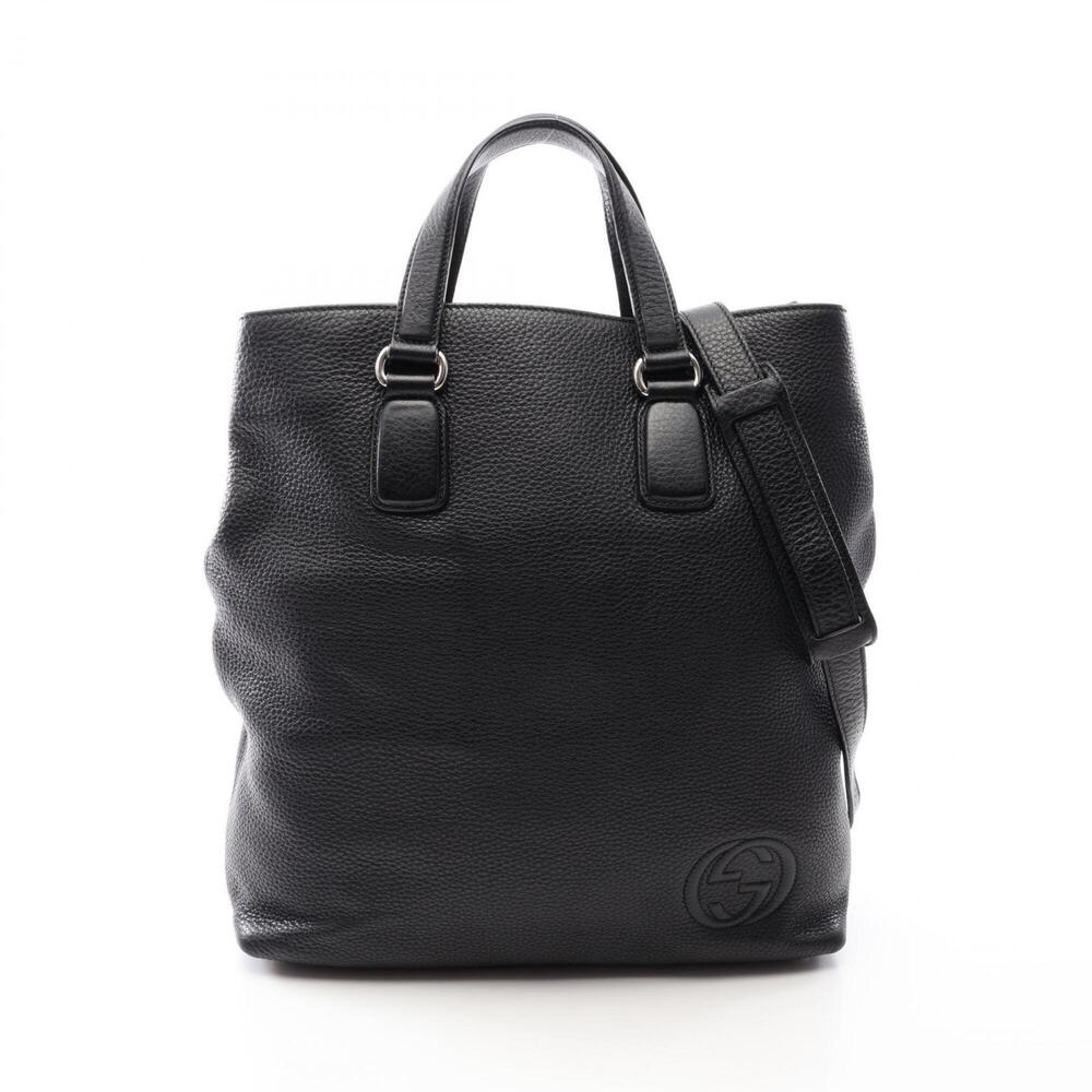 Gucci Soho Interlocking G 2-Way Tote Bag/Handbag, Leather, Women's, Black, 36...